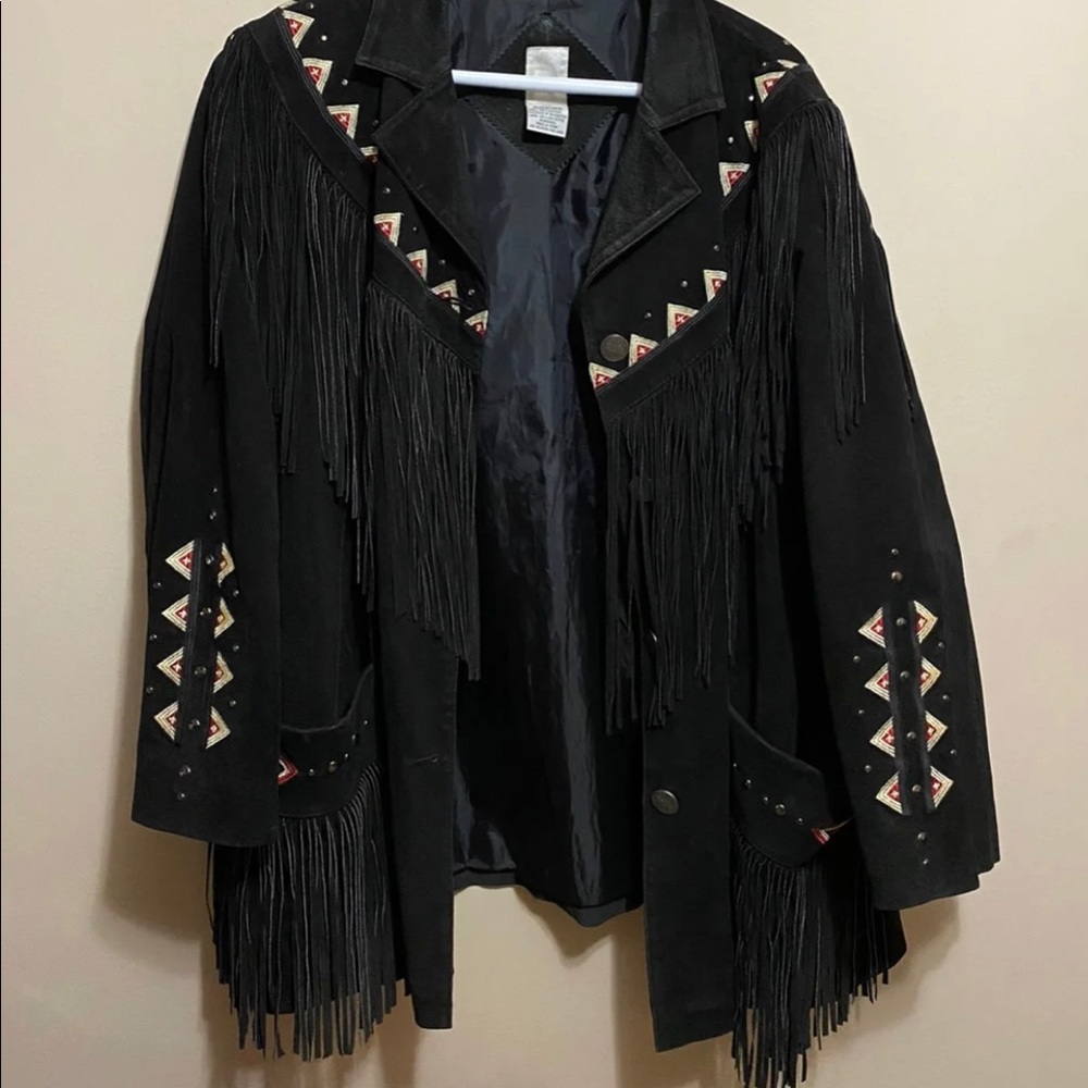 Vintage Real Leather Fringe Coat